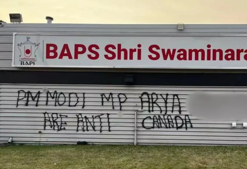 Hindu Temple Defaced In Canada With Comments Against PM Modi